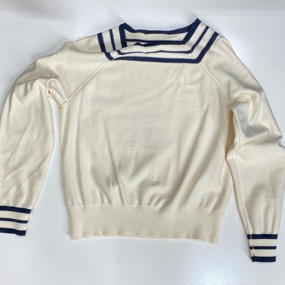 Liz Claiborne Liz Co Pullover Sweater Wmns M Hvy Knit Square Raglan Nautical Vtg - Picture 10 of 12